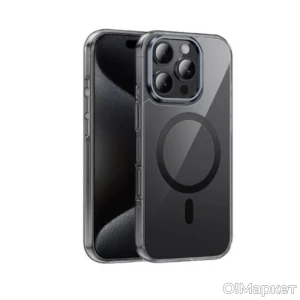 Hoco невидимый magnetic защитный чехол с holder iphone 16 pro max(as9) прозрачный черный чехол