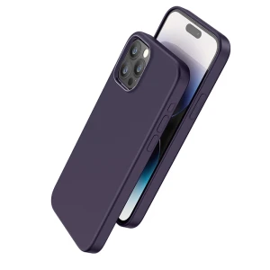 Hoco pure серия silicone magnetic защитный чехол iphone 15 pro max фиолетовый чехол