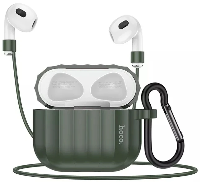 Hoco wb22 airpods 3 glory серия silicone защитный чехол dark night зеленый чехол 2