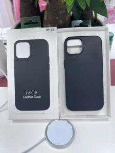Leather magnetic husă without ic notification ip 16e saddle maro husa