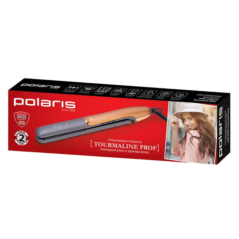 Placă de îndreptat părul polaris tourmaline prof phss 2098tti, negru | auriu 24
