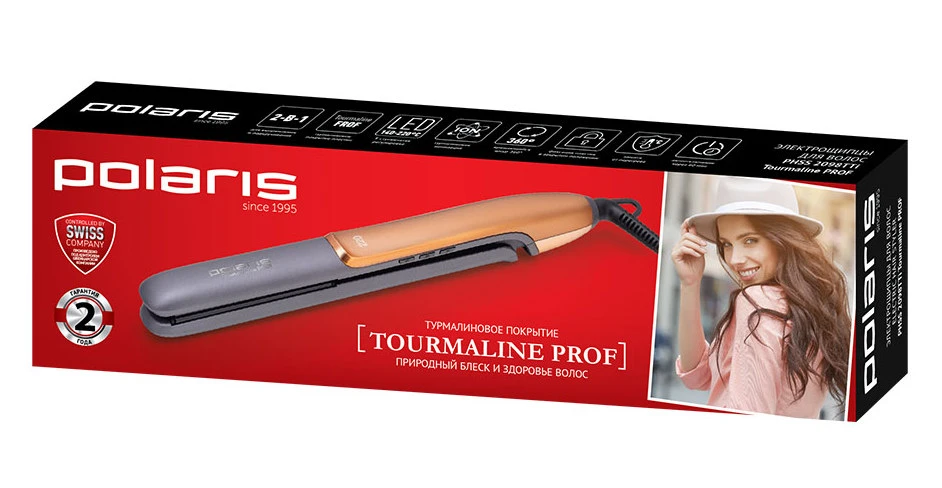 Placă de îndreptat părul polaris tourmaline prof phss 2098tti, negru | auriu 22