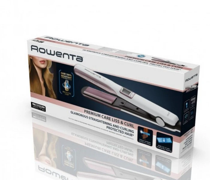Placă de îndreptat părul rowenta premium care liss & curl sf7660f0, alb | roz 3