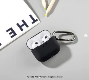 Xo k16 airpods 4 silicone headphone husă cu hook pentru airpods4 negru husa Thumbnail 1