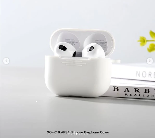 Xo k16 airpods 4 silicone headphone husă cu hook pentru airpods4 alb husa 2