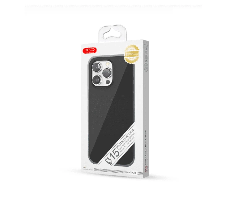 Xo k21 iphone 15 pro 6.1" magnet liquid silicone husă pentru telefon (cu metal ring/buttons) negru husa 3