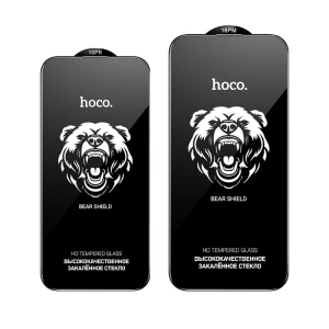 Hoco bear shield sticlă securizată hd pe tot ecranul iphone 16 plus / iphone 15 plus (a777) neagră sticlă de protecție Thumbnail 1