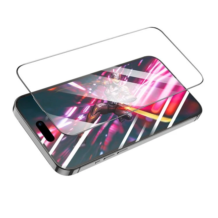 Hoco hd закаленное стекло на весь экран iphone 16 (a34 slim) черное защитное стекло 2