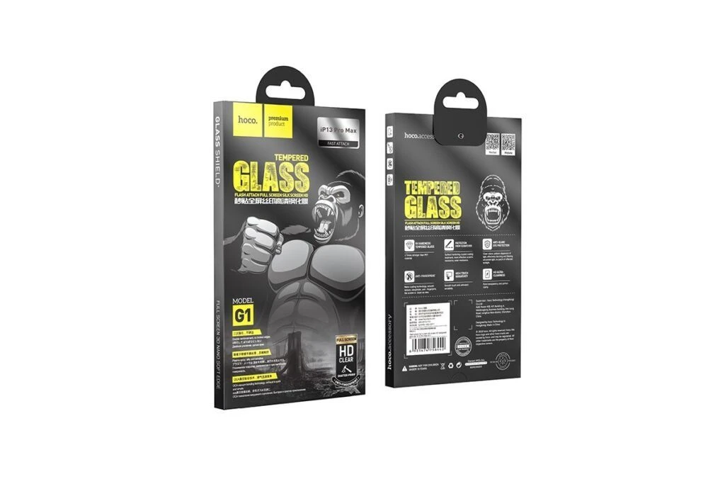 Hoco sticlă securizată hd flash attach pe tot ecranul cu serigrafie pentru iphone 15 pro (g1) neagră sticlă de protecție 3