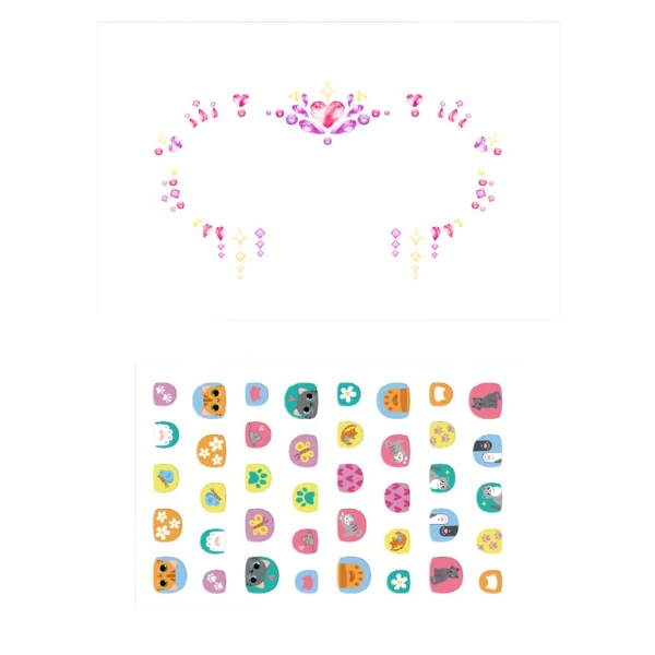 Set de pietricele și stickere pentru față și unghii „doamna pisicuță” 2
