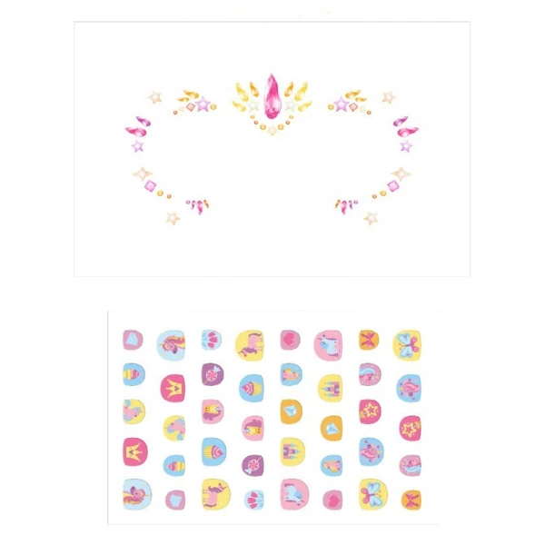 Set de pietricele și stickere pentru față și unghii „prințesa unicorn” 2