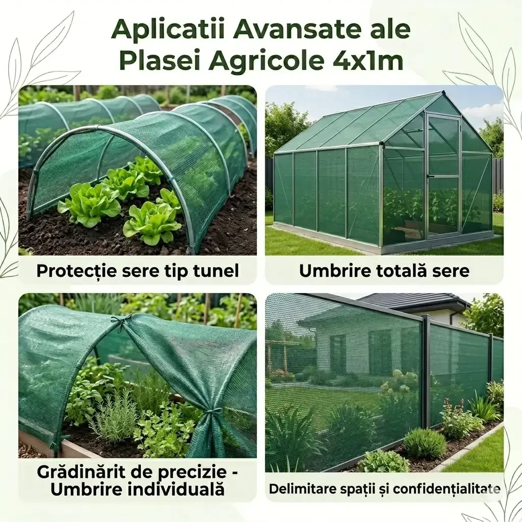Plasă de umbrire verde 65gr/m2 (1mx4m) 65% de umbrire, metru liniar 3
