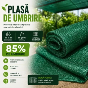 Plasă de umbrire verde 85gr/m2 (1mx2m) 85% de umbrire. metru liniar Thumbnail 1