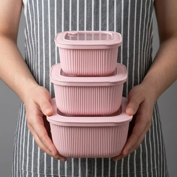 Набор пластиковых контейнеров gondol plastik, shell, квадратные, с герметичными крышками, 3 шт 4