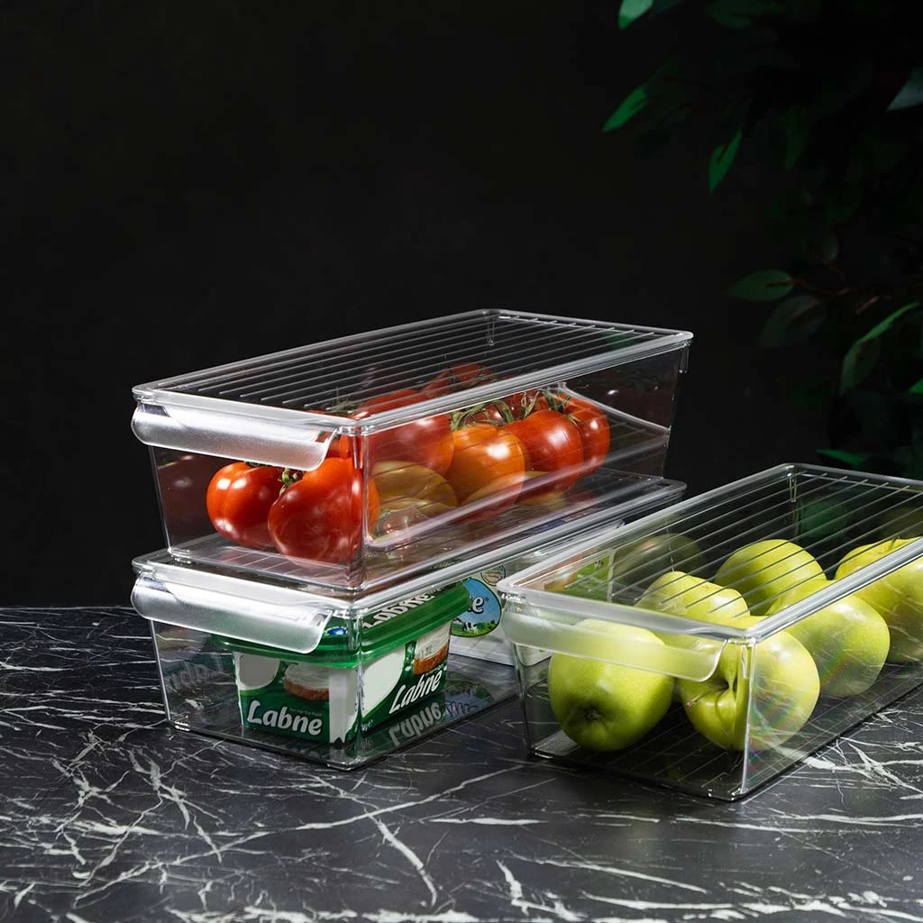 Organizator pentru frigider decobella, cu capac, 35.2x15.6x9.4 cm, 3 l 2