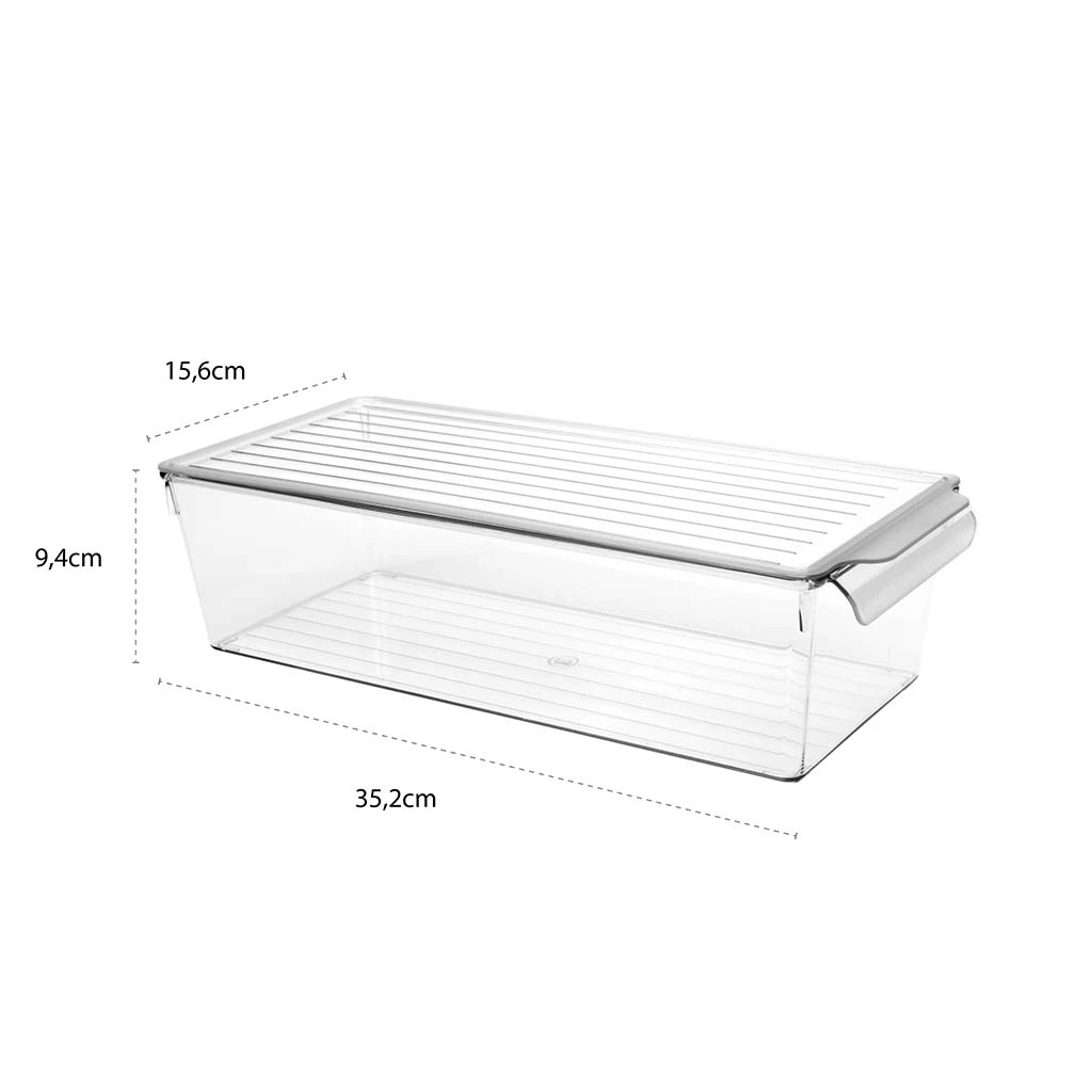 Organizator pentru frigider decobella, cu capac, 35.2x15.6x9.4 cm, 3 l 3