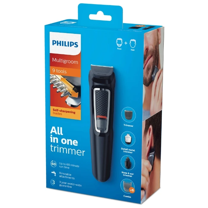 Trimmer pentru bărbați philips multigroom series 3000 mg3740/15, negru 3