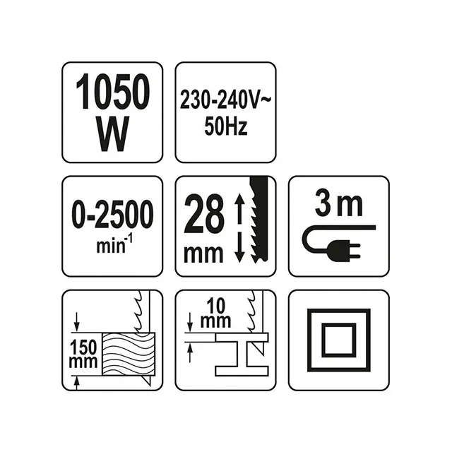 Сабельная пила 1050 вт 220 - 240 в yato 2