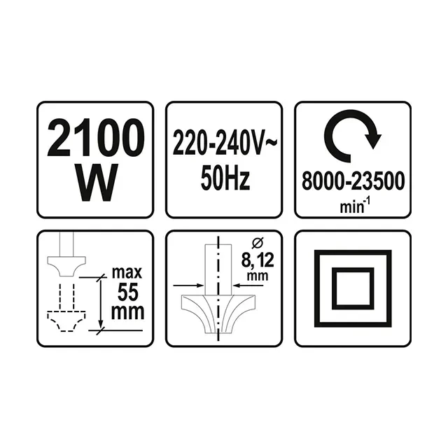 Электрический фрезер yato 82380 2100 вт 220 - 240 в 8000-23500 об/мин 2