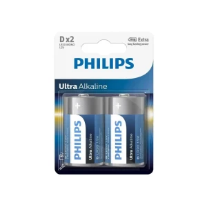Pile electrice 2 buc philips ultra alkaline 1.5 v lr20