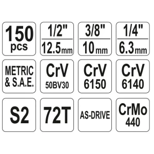 Set de instrumente 38811 1/2, 1/4, 3/8" as-drive 150 yato Thumbnail 2
