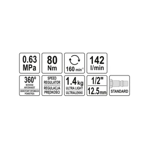 Antrenor pneumatic yato 09803 80 n·m 0.63 mpa 160 rot/min Thumbnail 3