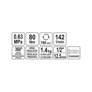 Antrenor pneumatic yato 09803 80 n·m 0.63 mpa 160 rot/min Thumbnail 3