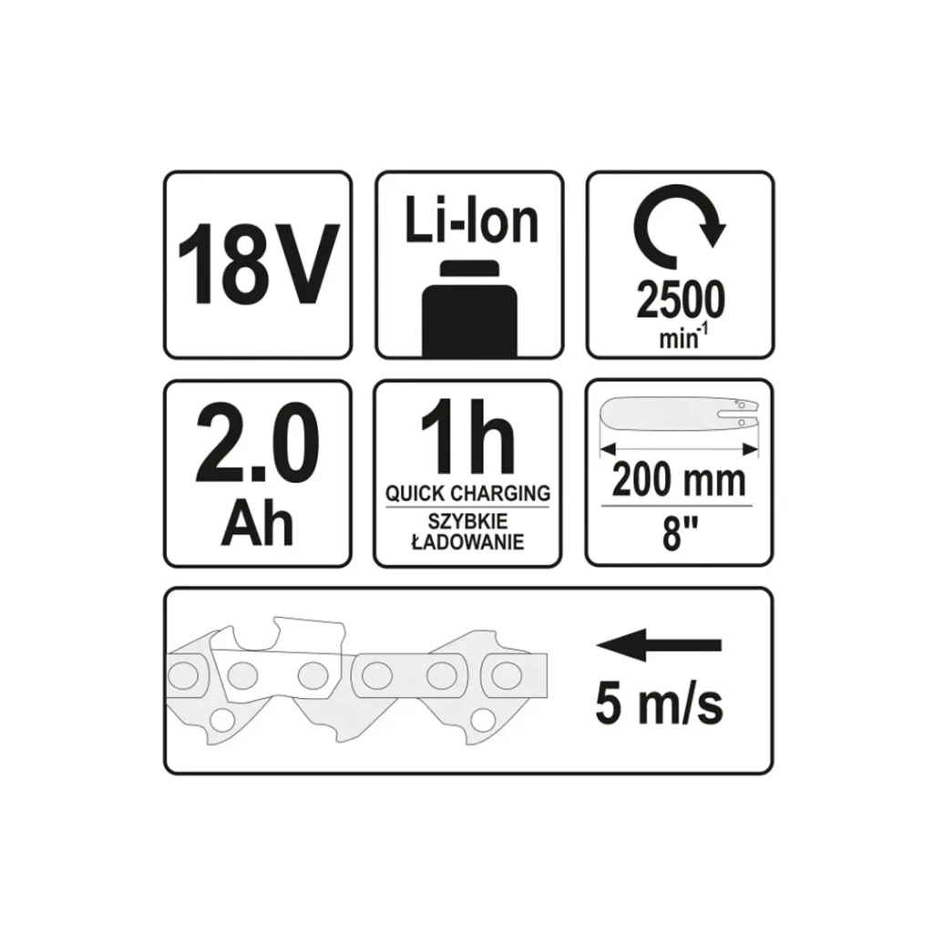 Телескопическая цепная пила yt82836 200 мм 18 в yato 5