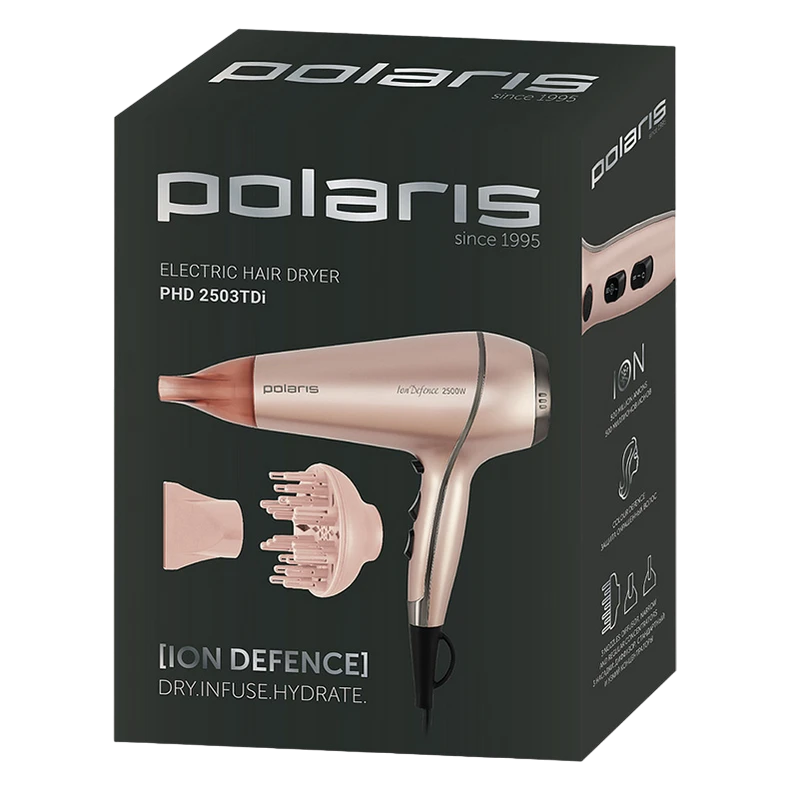 Фен polaris phd 2503tdi, 2500 вт, розовый 5
