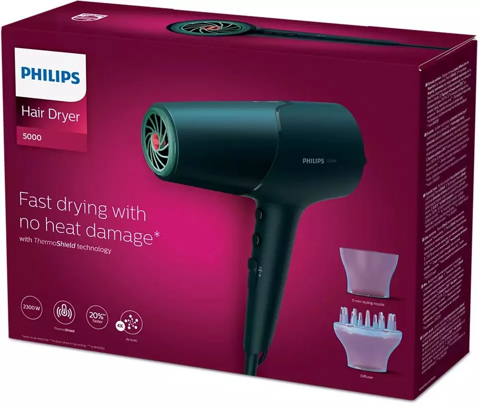 Uscător de păr philips bhd512/00, 2300 w, negru 6
