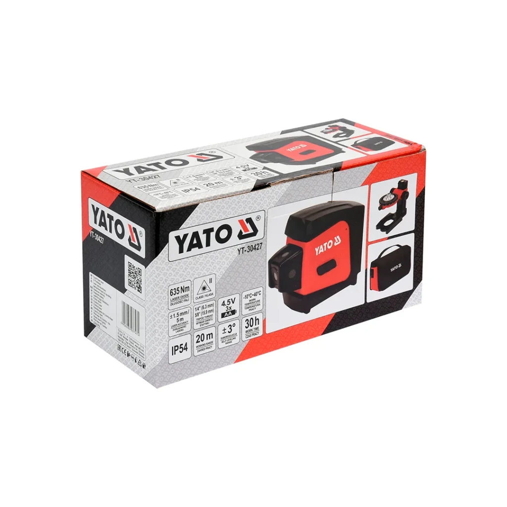 Nivelă cu laser 30427 roșu 20 m 4.5 v ip54 yato 4