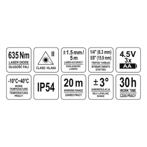 Nivelă cu laser 30427 roșu 20 m 4.5 v ip54 yato Thumbnail 5