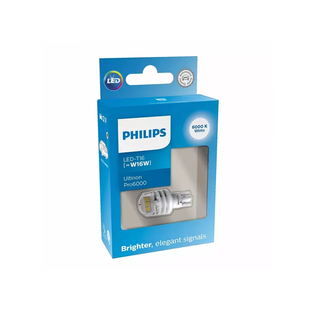 Автомобильная светодиодная лампа w16w ultinon pro6000 w2.1x9.5d 250 лм 6000 k 12 в philips 3