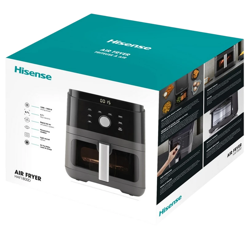 Friteuză cu aer cald hisense haf1800d, negru 6