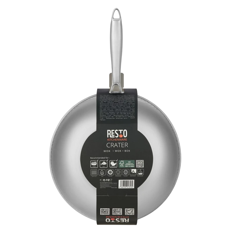 Tigaie wok resto 95004, 28cm, oțel inoxidabil 5