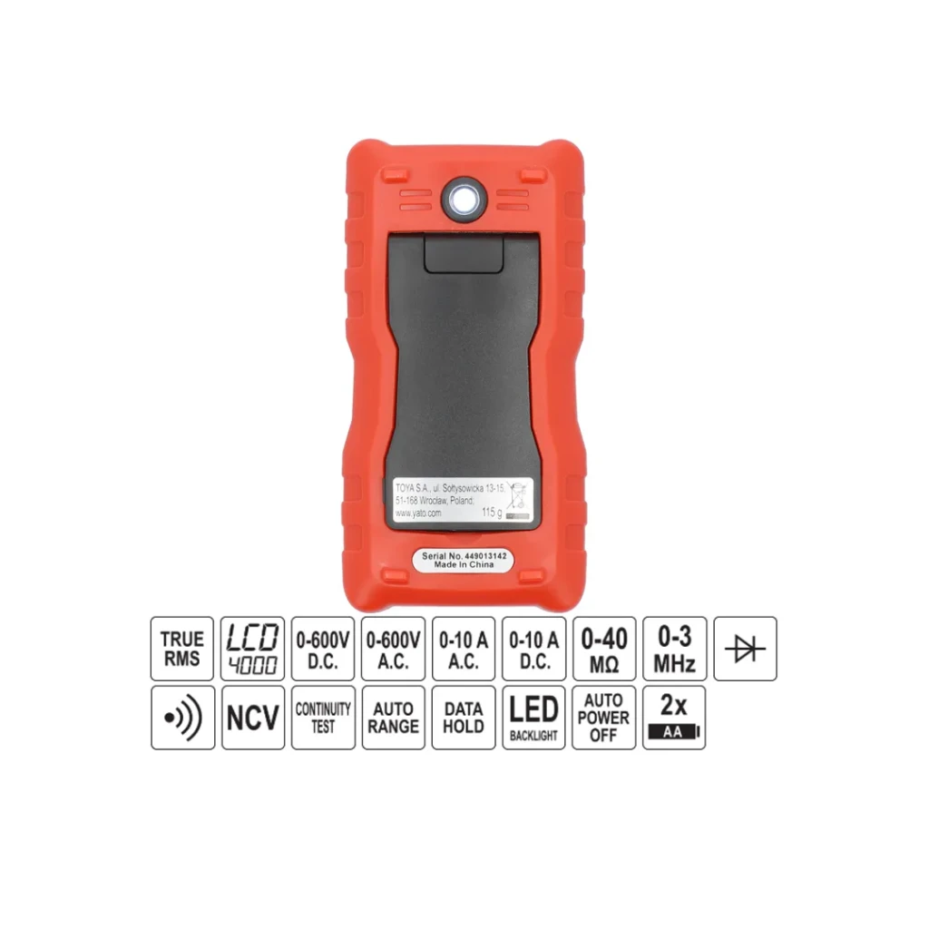 Multimetru digital 0 - 10 a 600 v ac/dc yato 4