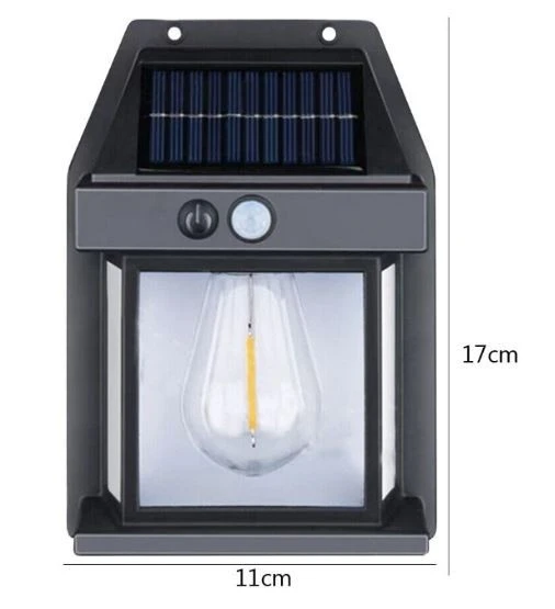 Lampă solară de perete, tip bec  retro cu led și senzor de mișcare 8
