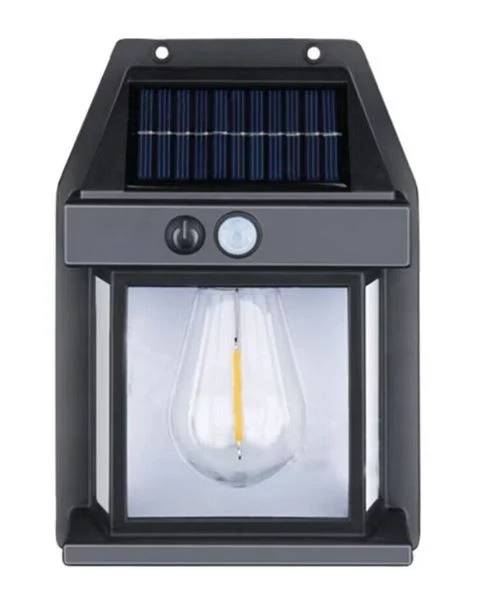 Lampă solară de perete, tip bec  retro cu led și senzor de mișcare 9