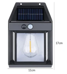 Lampă solară de perete, tip bec  retro cu led și senzor de mișcare Thumbnail 8