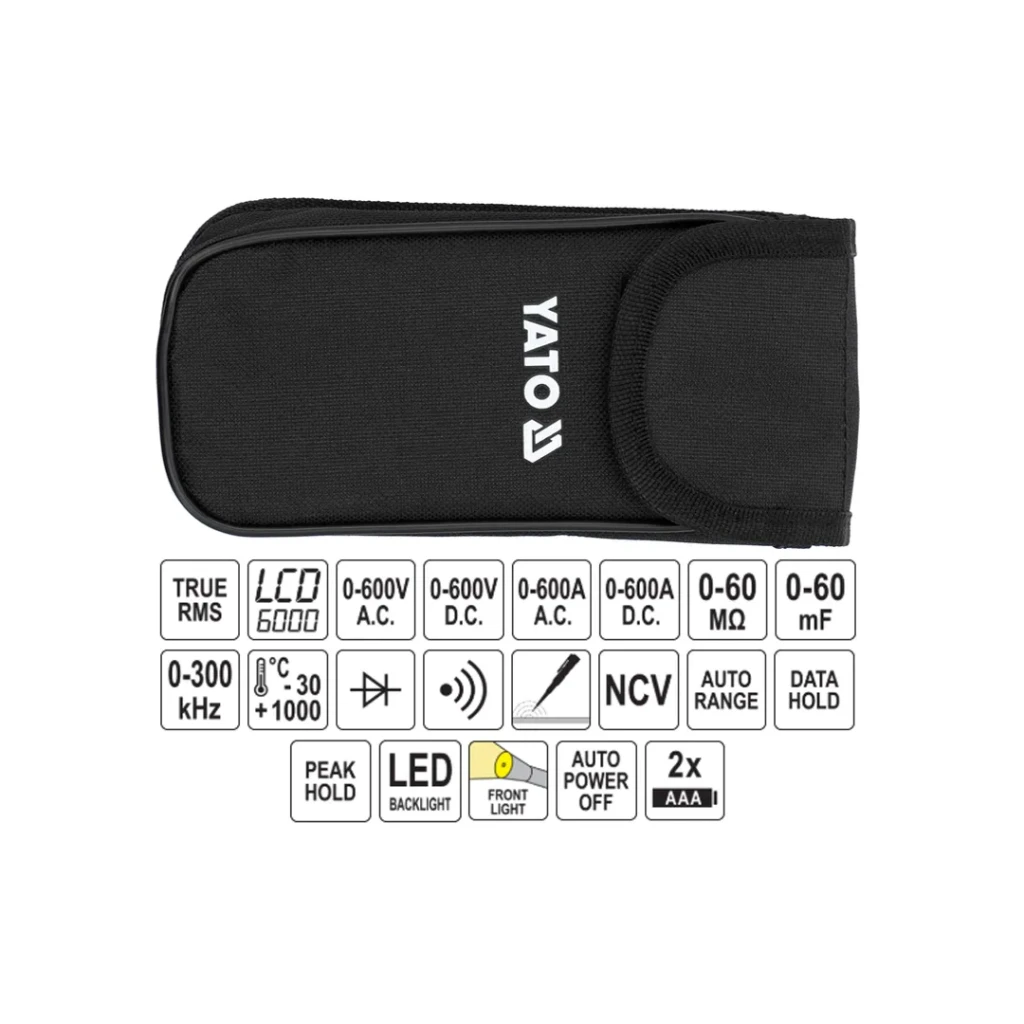 Токоизмерительные клещи 0 - 600 a 600 в ac/dc yato 5