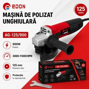 Polizor unghiular cu motor electric, fără regulator edon ag125/900r, rpn
