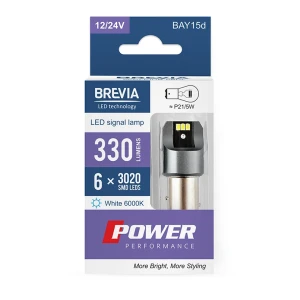 Brevia 10103x2 lampa led power p21/5w 330lm 6x3020smd 12/24v canbus 2pci