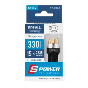 Brevia 10211x2 lampa led s-power w21/5w 330lm 15x2835smd 12/24v canbus 2pci