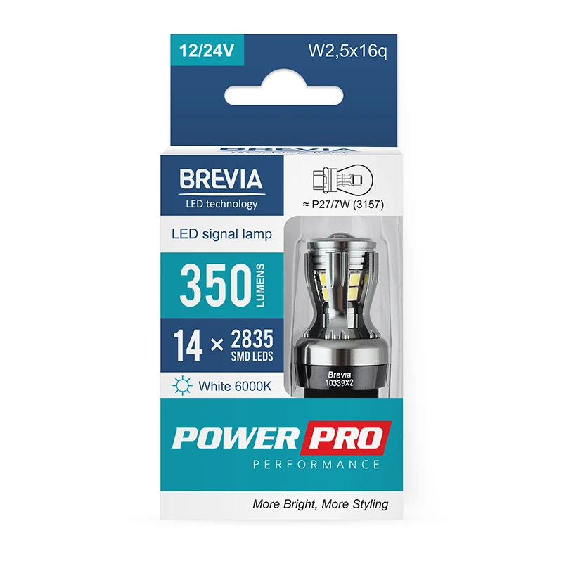 Brevia 10239x2 светодиодная лампа brevia powerpro p27/7w (3157) 2 шт. 2