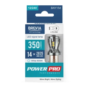 Brevia 10303x2 lampa led powerpro p21/5w 350lm 14x2835smd 12/24v canbus 2pci