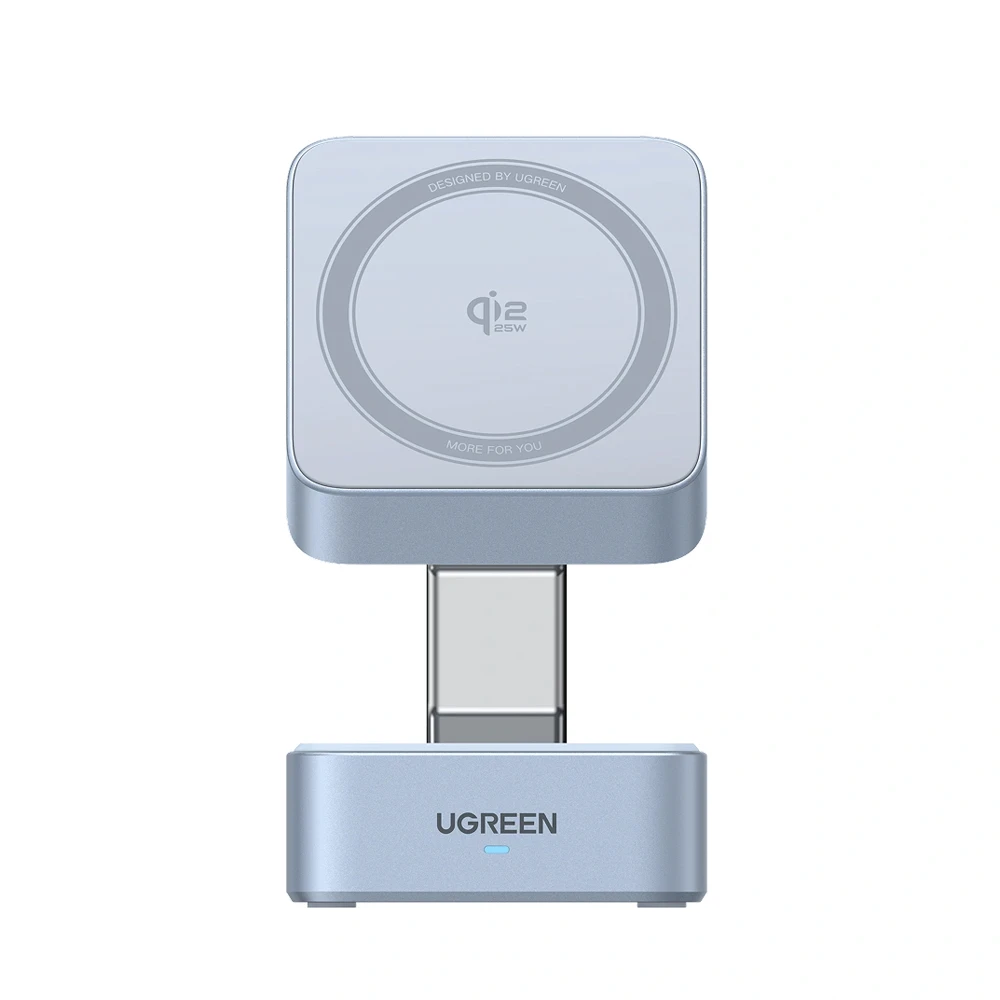 Ugreen magflow 2-в-1 магнитное беспроводное зарядное устройство q2 25w, синий 2