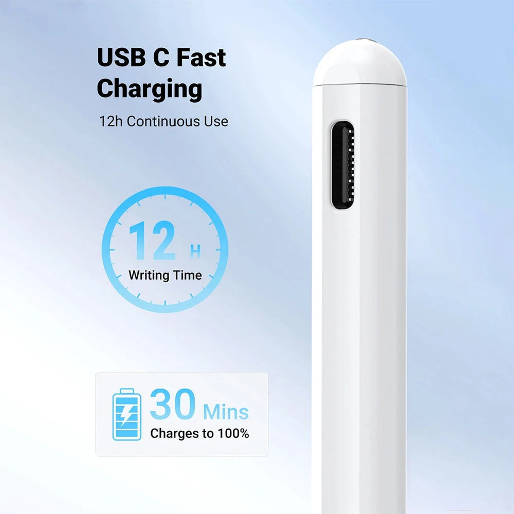 Ugreen смарт-стилус для ipad 2018-2025, быстрая зарядка, чувствительность к наклону, белый 3