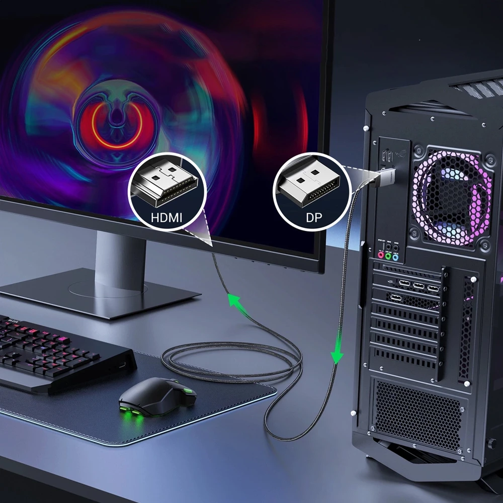 Ugreen кабель dp to hdmi 4k@60hz 2m, черный 3