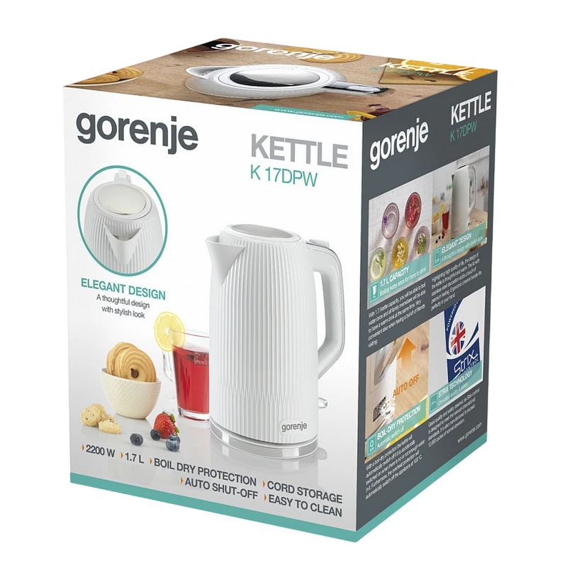 Электрочайник gorenje k17dpw, белый 5