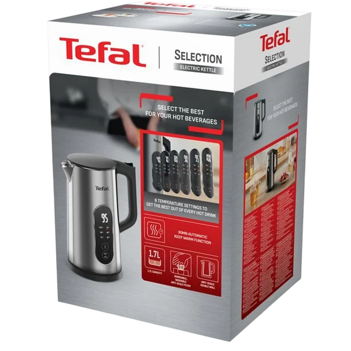 Fierbător electric tefal ki871de0, argintiu 2